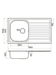 ����� Omoikiri KASHIOGAWA 86 IN (860x500x160) �������, ����������� ����� 4993453