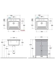 Раковина Globo Forty3 (600x500х250) перелив, 1 отверстие под смеситель, белый FO063.BI*1 — изображение 2