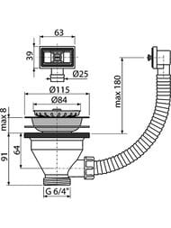 ������ ��� ����� Alcaplast A38 1 1/2" � ����������� �������� D115 � ��������������