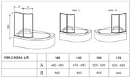 ������ �� ����� RAVAK VSK2 ROSA 140 R (885-905�1500) ������, ������� �����, ������ Transparent