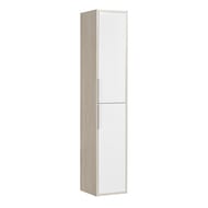%Шкаф-колонна AQUATON Рико 1A216603RIB90 300x273x1542 подвесная, 2 дверцы. белый глянец/ясень фабрик