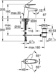 #*Смеситель Grohe EuroDisc Cosmopolitan 33190002 для умывальника, фиксированный излив 116 мм, д/к, г/п