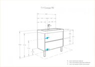 Тумба под умывальник AQUATON Сканди 90 1A251901SDZ90 882x427x591 2 ящика, белый глянец/дуб рустика