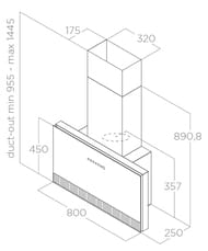 ������� ELICA Super Plat BL/F/80 LED, 800�250�450 ��, 1200�3/�, 277 ��, ������ PRF0164980