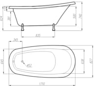 Ванна отдельностоящая Astra-Form Роксбург 01010032 (1710х790х750) иск.камень,с ножками,белый