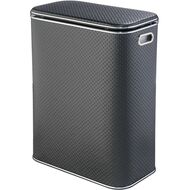 Корзина для белья 460х600х260 напольная, прямоугольная, ручки, крышка, черный/хром PBLH-B-9