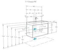 %Тумба под умывальник AQUATON Оливия 90 1A254401OLVG0 882х497х427 подвесная, 2 ящ, беж/дуб веллингтон