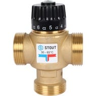 Термостатический смес. клапан STOUT для систем отопления и ГВС 1 1/4" НР 30-65°С KV 3.5,центр.смеш