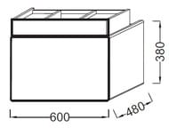 Тумба под умывальник Jacob Delafon TERRACE (600х480х380) EB1185-274, 2 ящика, черный лак