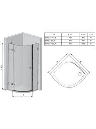 ������� ������ RAVAK BRILLIANT BSKK3-80L (795�795�1950) ��������� �����, ������, ����+Transparent