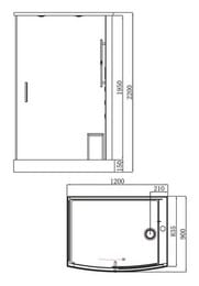 Душевая кабина BAND HOURS OMEGA L 120x90x220 прозр. стекло профиль хром низкий прямоугольный поддон