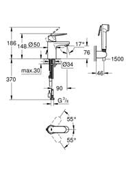 Смеситель Grohe EuroSmart Cosmopolitan 23125 для умывальника, с гигиеническим душем — изображение 2