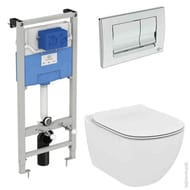 Инсталляция Ideal Standard ProSys, клавиша хром + Унитаз TESI RIMLESS без ободка + Сиденье микролифт