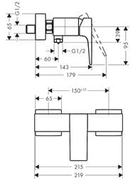 Смеситель Hansgrohe Metropol 32560700 для душа однорычажный, настенный, белый матовый — изображение 2