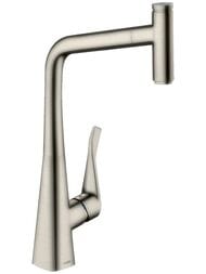 Смеситель Hansgrohe Metris Select M71 для кухни 320 мм вытяжной поворотный излив сталь 14884800 — миниатюра 1