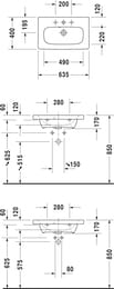 Умывальник DURAVIT DuraStyle 635х400х170 1 отв. под смес., с переливом 2337630000
