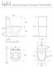Унитаз-компакт toHit Decos Compact Торнадо, бесшумный, безободковый, сиденье с микролифтом, белый, 685x390x840, TH03-040501