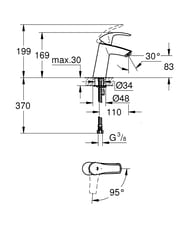 Смеситель Grohe EuroSmart 2339510E для умывальника однорычажный, M-Size, хром