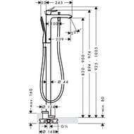 Смеситель Hansgrohe Metris 31471000 для ванны/душа, напольный, однозахватный, хром