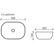 Раковина накладная Ceramicanova Element 455х325х135 прямоугольная, без перелива, белый матовый CN6009MW