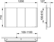 �������-���� Keuco Somaris 1200�710�115 ������.,3 ������,���������,��������,��� �����. 14504853101