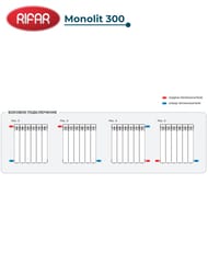 Радиатор биметаллический RIFAR Monolit 300 (365х480х90) 6 секций, 744Вт, белый