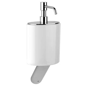 Уценка! Дозатор жидкого мыла Gessi Ovale 25614 настенный, белая керамика/хром
