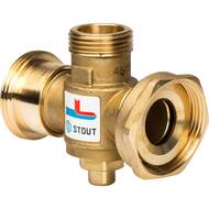 Термостатический смесительный клапан STOUT G 1"1/2M-G 1 1/2F-G 1"M 70°С, для тверд. котлов