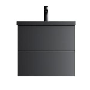 Тумба под раковину AM.PM Gem, подвесная, 60 см, 2 ящика push-to-open, черный мат. M90FHX06022BM