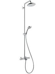 Душевая система Hansgrohe Croma 220 Showerpipe 27223000 термостат, верхний/ручной душ, цвет: хром — миниатюра 1
