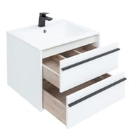 Тумба под умывальник Aquanet Lino 60 590х533х495 подвесная, 2 ящика, цвет: белый матовый 253901