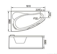 Гидромассажная угловая ванна Gemy G9046 K L (1610х960х680) аэромассаж, вставка из прозрачного стекла