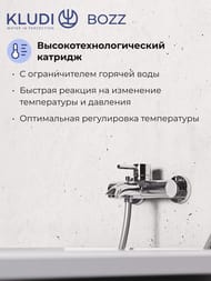 Смеситель KLUDI BOZZ для ванны и душа, однорычажный, настенный хром 386910576 — изображение 3