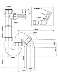 Сифон P/S-образный McAlpine (1 1/2"х40мм) адаптер для быт.техники прямой, универс.отвод MRSK4