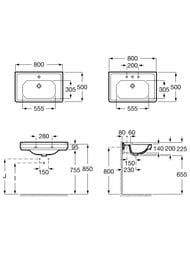�������� Roca Carmen ������������� 800x500x225 ��, ����� 3270A0000