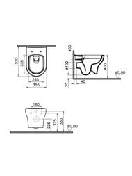 Унитаз подвесной Vitra Zentrum Round 355х520х400 без сиденья,антибакт. покр.,безободк. 7786B003-0075