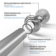 Карниз для шторки Triton 1700 прямой, нержавеющая сталь V110