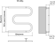 Полотенцесушитель TERMINUS М-образный (ШВ:400x532х500) водяной, нерж.сталь