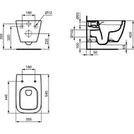Унитаз подвесной Ideal Standard i life B 355х540х335 безободковый, без сиденья, цвет: белый T461401