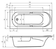 Ванна акриловая RIHO FUTURE 180x80 без гидромассажа, прямоугольная