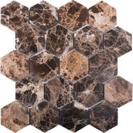 Мозаика Starmosaic Wild Stone HEXAGON DARK EMPERADOR POLISHED 63x63 (260х282х8) коричневая (шт.)