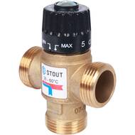 Термостатический смес. клапан STOUT для систем отопления и ГВС 1" НР 35-60°С KV 2,5 м3/ч