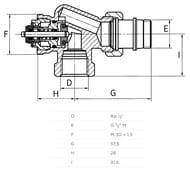 Клапан термостатический Flamco с преднастройкой, DN15, осевой НВ 1/2", F34008