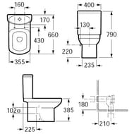 Roca DAMA SENSO Унитаз компакт (400х660х790) с унив. выпуском, белый 341517000+342517000+ZRU9302991