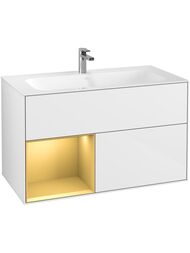 Тумба под умывальник Villeroy & Boch Finion (996х498х591) 2 ящика, подсветка, gold matt F030HFGF — миниатюра 1