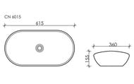 Раковина накладная Ceramicanova Element 615х360х155 овальная, без перелива, белый CN6015