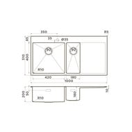 ����� Omoikiri AKISAME 100-2-IN-L (1000�510�180(200)) ������� ���� �����, ������.����� 4973544