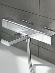 Смеситель Hansgrohe Ecostat E 15774000 для ванны термостат, настенный монтаж, излив 183мм, хром — изображение 5