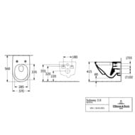 Унитаз подвесной Villeroy & Boch Subway 3.0 4670T0T2 (370х560х360) безободковый, антибак.покрытие