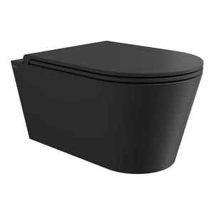 Унитаз подвесной Alice Hide 550х350х420 покрытие Aliglaze+, безободковый, черный мат. 31170108+FIX10